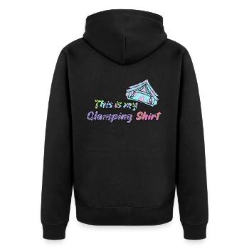 Glamping Camping Tent Camper Hiking - Unisex Premium Organic Zip Hoodie - black - Back - Nico (187cm)