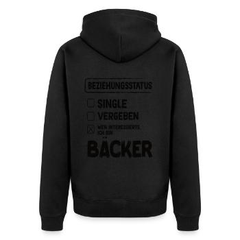 Bäcker Beziehungsstatus Back Backwaren Backen - Unisex Premium Bio Zip Hoodie - Schwarz - Hinten - Nico (187cm)