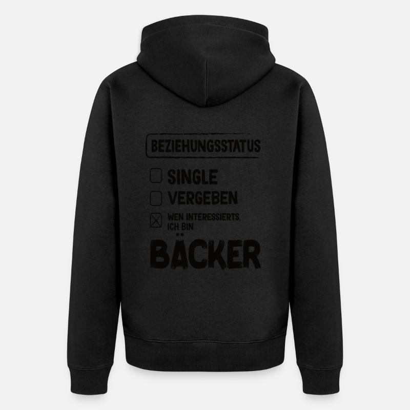 Bäcker Beziehungsstatus Back Backwaren Backen - Unisex Premium Bio Zip Hoodie - Schwarz