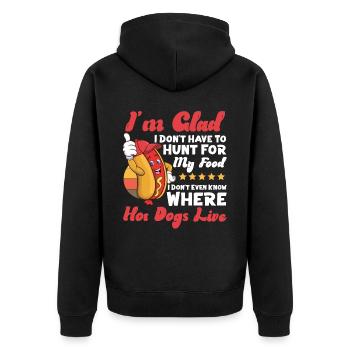 Hot Dog Adult I'm Glad I Don't - Unisex Premium Organic Zip Hoodie - black - Back - Nico (187cm)