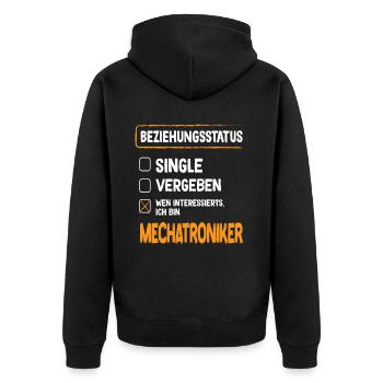 Mechatroniker Beziehungsstatus Mechatroniker - Unisex Premium Bio Zip Hoodie - Schwarz - Hinten - Nico (187cm)