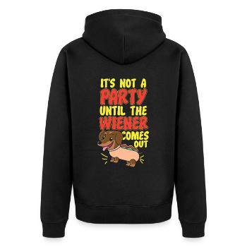 Hot Dog Adult Humor Pun Naughty - Unisex Premium Organic Zip Hoodie - black - Back - Nico (187cm)