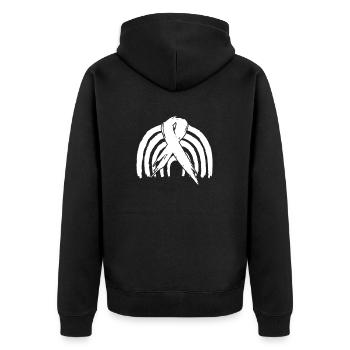 Ruban blanc du Mois de la sensibilisation au cancer du poumon - Veste à capuche bio Premium Unisexe - noir - Dos - Nico (187cm)