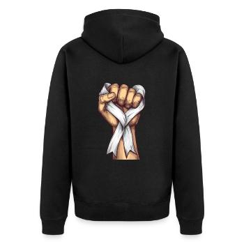 Lungenkrebs-Bewusstseinsmonat Weiße Schleife - Unisex Premium Bio Zip Hoodie - Schwarz - Hinten - Nico (187cm)