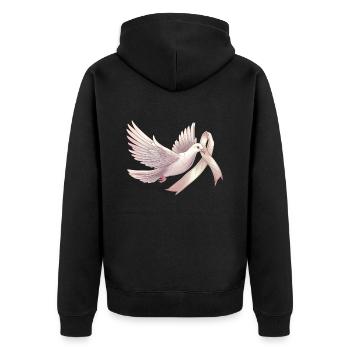 Lung Cancer Awareness Month White Ribbon - Unisex Premium Organic Zip Hoodie - black - Back - Nico (187cm)