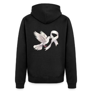 Lungenkrebs-Bewusstseinsmonat Weiße Schleife - Unisex Premium Bio Zip Hoodie - Schwarz - Hinten - Nico (187cm)
