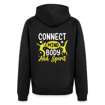 Connecter l’, le corps et l’ - Veste à capuche bio Premium Unisexe - noir - Dos - Nico (187cm)
