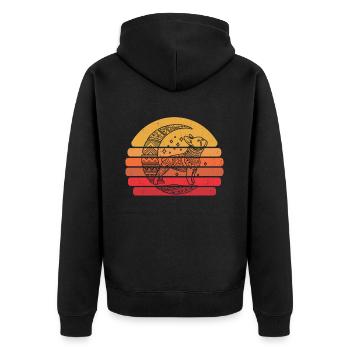 French Bulldog Stammes Moon Phases - Unisex Premium Bio Zip Hoodie - Schwarz - Hinten - Nico (187cm)