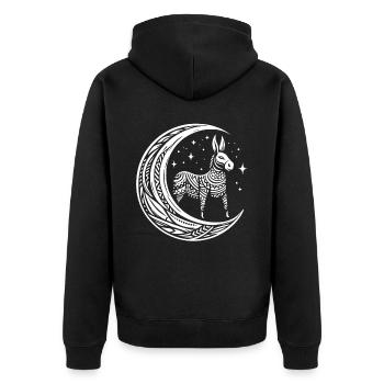 Mule Donkey Tribal Moon Phases - Unisex Premium Organic Zip Hoodie - black - Back - Nico (187cm)