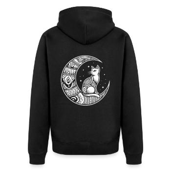 Phases de lune tribales de chat - Veste à capuche bio Premium Unisexe - noir - Dos - Nico (187cm)