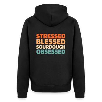 Sauerteig Brot - Unisex Premium Bio Zip Hoodie - Schwarz - Hinten - Nico (187cm)