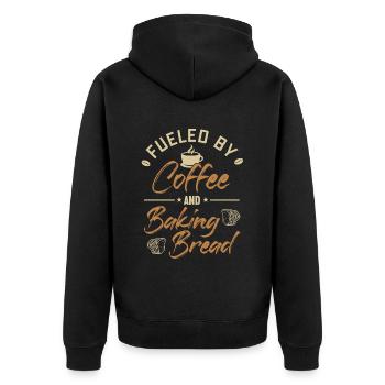 Angetrieben von Kaffee und Brotbacken Brotteig - Unisex Premium Bio Zip Hoodie - Schwarz - Hinten - Nico (187cm)