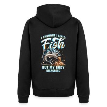 Allergie au poisson Je pensais que j’aimais le poisson - Veste à capuche bio Premium Unisexe - noir - Dos - Nico (187cm)