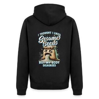 Capsule Fruit Allergy I Thought I Liked Seeds - Unisex Premium Organic Zip Hoodie - black - Back - Nico (187cm)