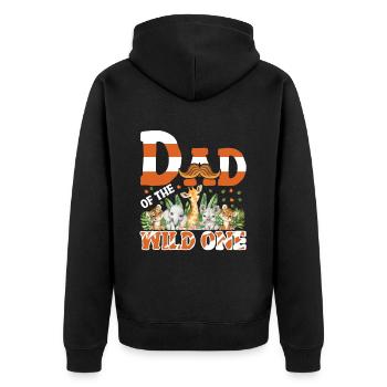 Papa Of The Wild One Birthday Zoo Theme Safari - Unisex Premium Organic Zip Hoodie - black - Back - Nico (187cm)