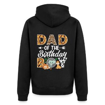 Papa Of The Wild One Birthday Zoo Theme Safari - Unisex Premium Organic Zip Hoodie - black - Back - Nico (187cm)