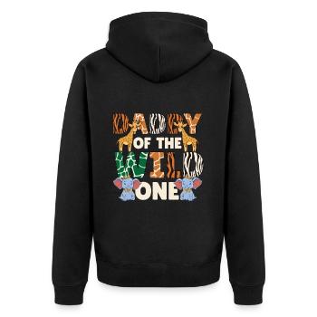 Papa Of The Wild One Birthday Zoo Theme Safari - Unisex Premium Organic Zip Hoodie - black - Back - Nico (187cm)