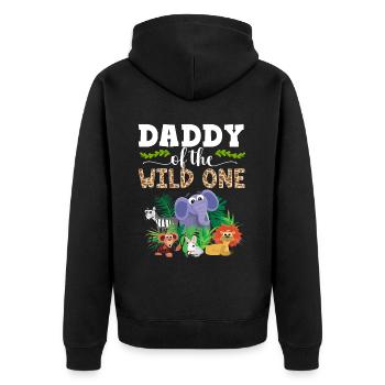 Papa Of The Wild One Birthday Zoo Theme Safari - Unisex Premium Organic Zip Hoodie - black - Back - Nico (187cm)
