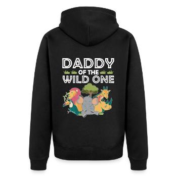 Papa Of The Wild One Birthday Zoo Theme Safari - Unisex Premium Organic Zip Hoodie - black - Back - Nico (187cm)