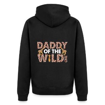 Papa Of The Wild One Birthday Zoo Theme Safari - Unisex Premium Organic Zip Hoodie - black - Back - Nico (187cm)