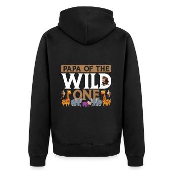 Papa Of The Wild One Birthday Zoo Theme Safari - Unisex Premium Organic Zip Hoodie - black - Back - Nico (187cm)