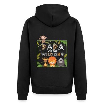 Papa Of The Wild One Birthday Zoo Theme Safari - Unisex Premium Organic Zip Hoodie - black - Back - Nico (187cm)