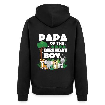 Papa Of The Wild One Birthday Zoo Theme Safari - Unisex Premium Organic Zip Hoodie - black - Back - Nico (187cm)