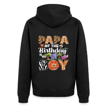 Papa Of The Wild One Birthday Zoo Theme Safari - Unisex Premium Organic Zip Hoodie - black - Back - Nico (187cm)