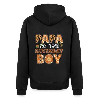 Papa Of The Wild One Birthday Zoo Theme Safari - Unisex Premium Organic Zip Hoodie - black - Back - Nico (187cm)