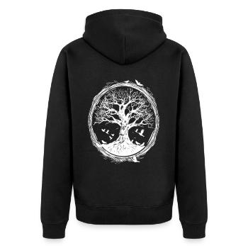 Shinrin Yoku Japanese Art Nature Forest - Unisex Premium Bio Zip Hoodie - Schwarz - Hinten - Nico (187cm)