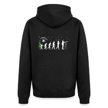 Alien, UFO, UAP, Space, Weltraum Flugobjekt - Unisex Premium Bio Zip Hoodie - Schwarz - Hinten - Nico (187cm)