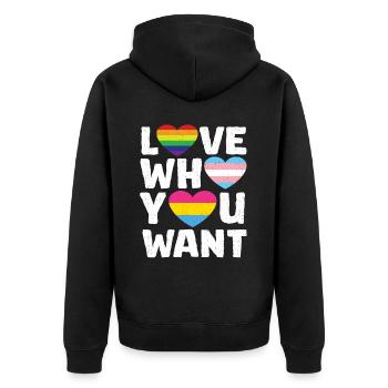 Gender Lesbians, Gays, Trans, Queer Rainbow - Unisex Premium Organic Zip Hoodie - black - Back - Nico (187cm)