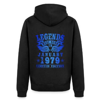 Legends were born in January 1979 Birthday - Unisex Premium Organic Zip Hoodie - black - Back - Nico (187cm)