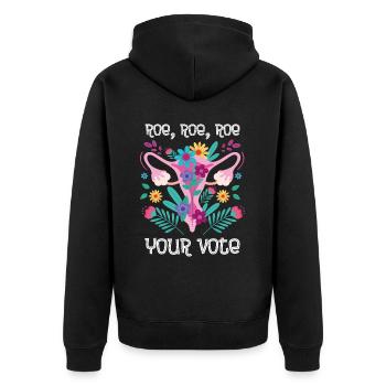 Floral Feminist Flowers Starke Frau, Starke Stimme - Unisex Premium Bio Zip Hoodie - Schwarz - Hinten - Nico (187cm)