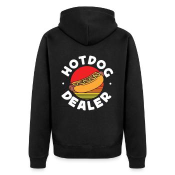 Hot Dog Adult Retro Hot Dog Dealer - Unisex Premium Bio Zip Hoodie - Schwarz - Hinten - Nico (187cm)