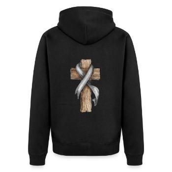 Lung Cancer Awareness Month White Ribbon - Unisex Premium Organic Zip Hoodie - black - Back - Nico (187cm)