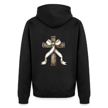 Lung Cancer Awareness Month White Ribbon - Unisex Premium Organic Zip Hoodie - black - Back - Nico (187cm)