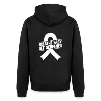 Lungenkrebs-Bewusstseinsmonat Weiße Schleife - Unisex Premium Bio Zip Hoodie - Schwarz - Hinten - Nico (187cm)