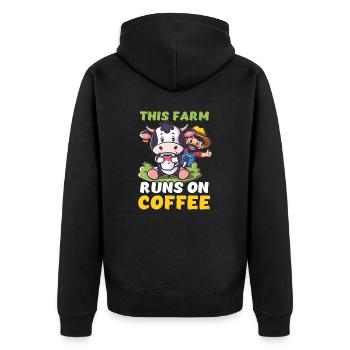 Dairy Farmer This Farm Runs on Cowffee - Unisex Premium Organic Zip Hoodie - black - Back - Nico (187cm)