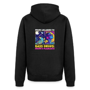 EDM Rave Mom von Schlafliedern bis hin zu Bass Drops - Unisex Premium Bio Zip Hoodie - Schwarz - Hinten - Nico (187cm)