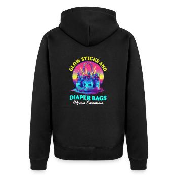 EDM Rave Mom Sticks & Diaper Bags - Unisex Premium Organic Zip Hoodie - black - Back - Nico (187cm)