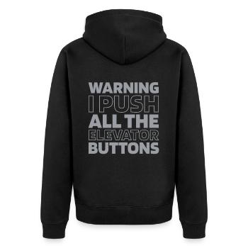 Fahrstuhl Aufzug - Unisex Premium Bio Zip Hoodie - Schwarz - Hinten - Nico (187cm)