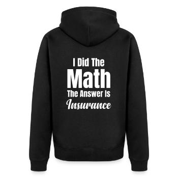 J’ai fait le calcul. La réponse est : - Veste à capuche bio Premium Unisexe - noir - Dos - Nico (187cm)