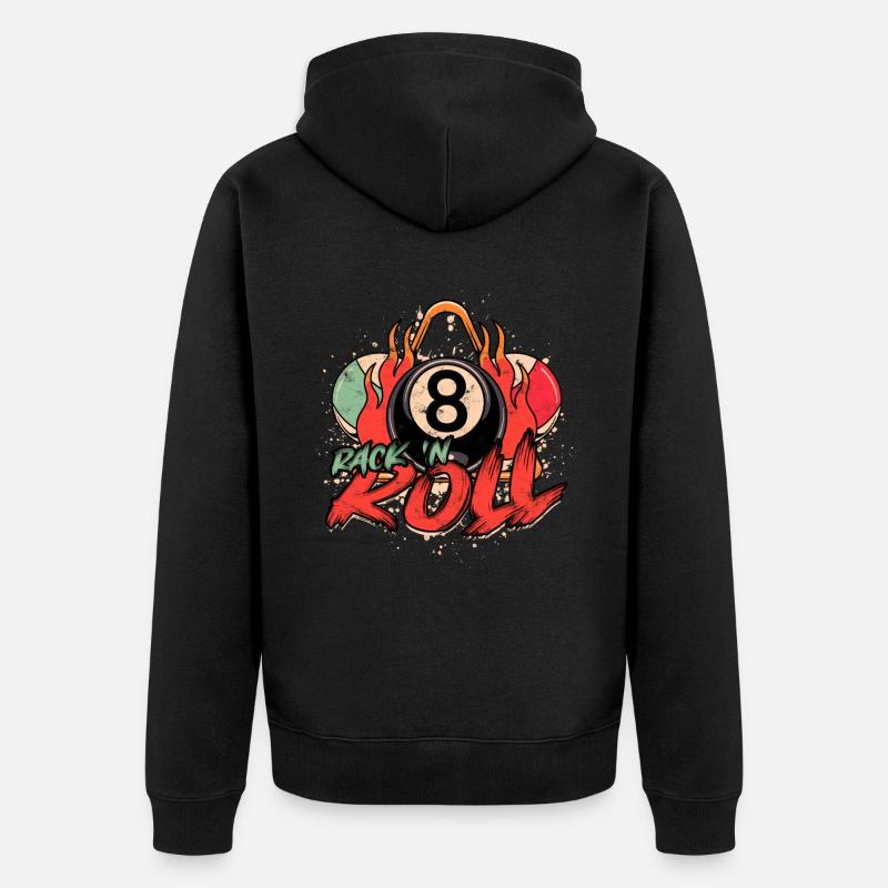 8-Ball Billard Rack'n Roll - Unisex Premium Bio Zip Hoodie - Schwarz