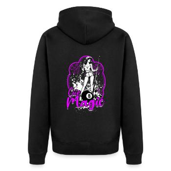 8-Ball Billard Cue Magic - Unisex Premium Bio Zip Hoodie - Schwarz - Hinten - Nico (187cm)