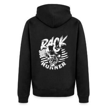 8-Ball Billard Rack Runner - Unisex Premium Bio Zip Hoodie - Schwarz - Hinten - Nico (187cm)