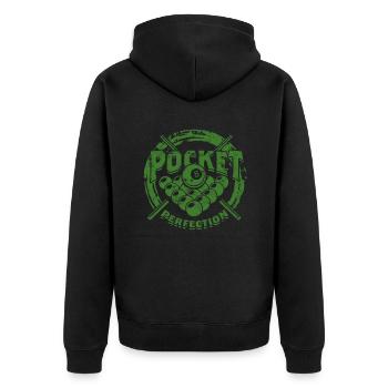 8-Ball Billard Pocket Perfection - Unisex Premium Bio Zip Hoodie - Schwarz - Hinten - Nico (187cm)