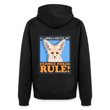 Fennek Wüstenfüchse Fuchs Geschenk - Unisex Premium Bio Zip Hoodie - Schwarz - Hinten - Nico (187cm)