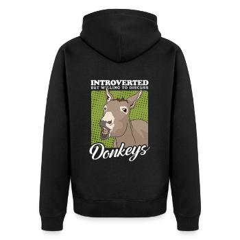 Esel Eselbesitzer Eselliebhaber Eselchen Geschenk - Unisex Premium Bio Zip Hoodie - Schwarz - Hinten - Nico (187cm)