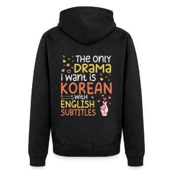 Korean Drama Merch K-Drama Lover Fan - Unisex Premium Organic Zip Hoodie - black - Back - Nico (187cm)